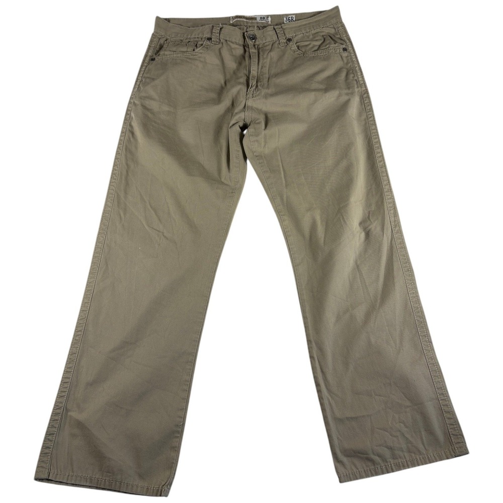 BKE Casuals Tyler Straight Pants Men 36R Khaki Cotton Rugged Workwear Flat Front